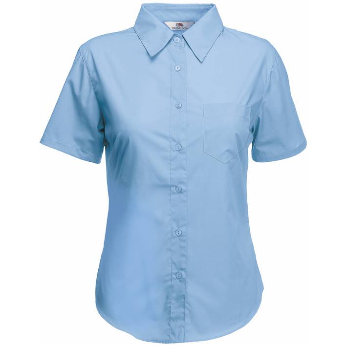 16.5014 F.O.L. - Lady-Fit Poplin Shirt SSL mid blue .c45