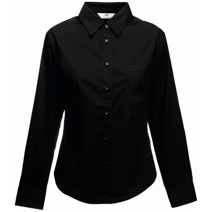 16.5012 F.O.L. - Lady-Fit Poplin Shirt LSL black .002